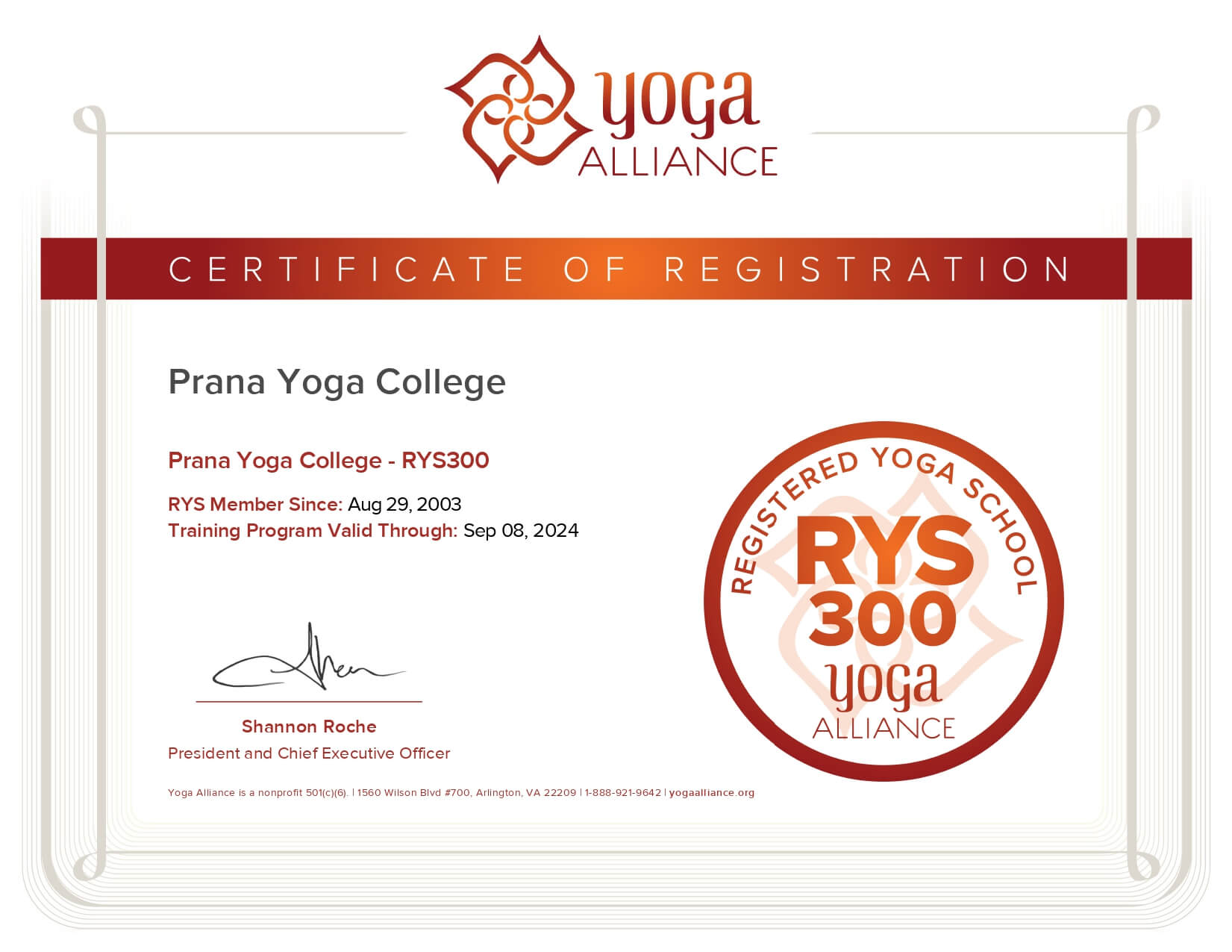 yoga alliance certificate 300